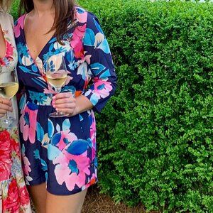 Navy floral romper